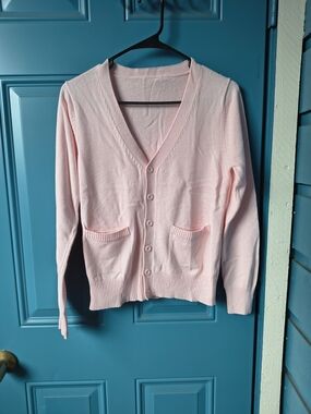 Women’s Light Pink  and Lavender V-Neck Button Cardigan Sweater Bundle
